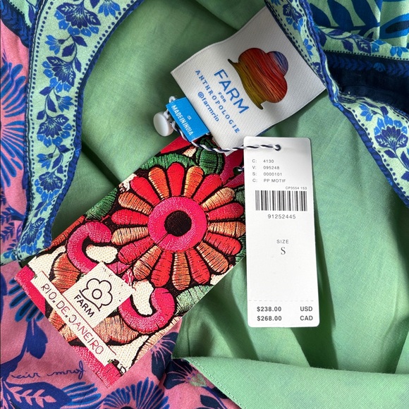 Rare!!! Anthropologie NWT Farm Rio Short-Sleeve Tiered A-Line Midi Dress size S. - Picture 13 of 13